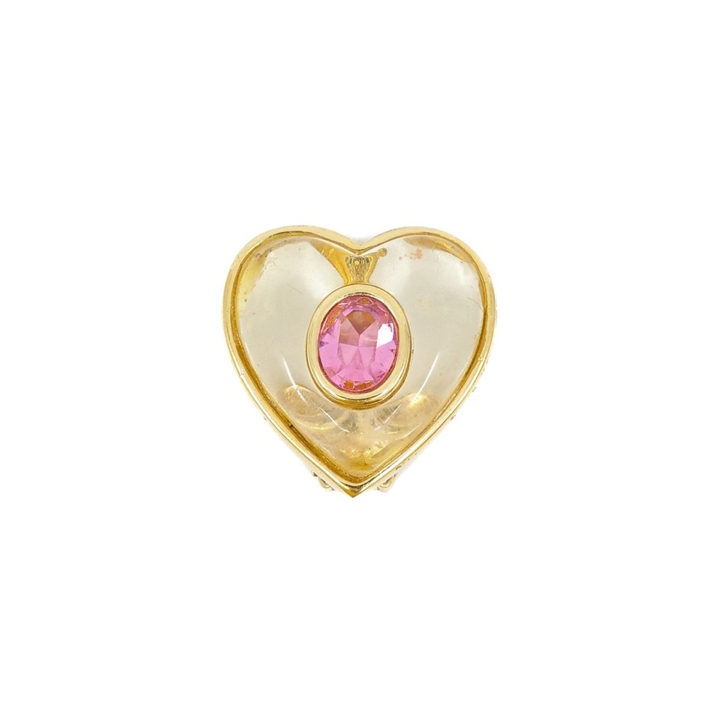 Givenchy lucite and crystal heart earrings - Picture 2 of 3